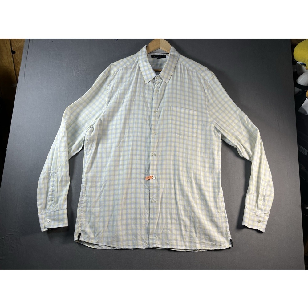 Kenneth Cole Mens XXL Button Down Shirt Plaid Long Sleeve